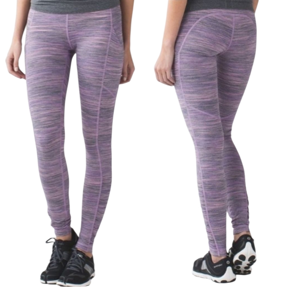 Lululemon Speed Tight IV Space Dye Purple Ruched Ankle Leggings Size 4